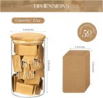 AW BRIDAL "I Love You Because" memory jar with a bamboo lid and 50 blank kraft paper cards spilling out.