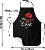 Two black aprons with white text, one reads "Mr. Right" and the other "Mrs. Always Right", tied together.
