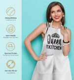 Two King and Queen aprons, one white and one black, with crowns and text, in an elegant gift box.