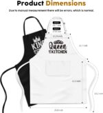 Two King and Queen aprons, one white and one black, with crowns and text, in an elegant gift box.