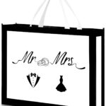 An extra-large white non-woven fabric gift bag featuring "Mr & Mrs" letter print and integrated handles.