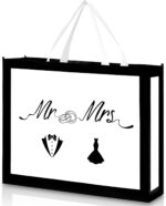 An extra-large white non-woven fabric gift bag featuring "Mr & Mrs" letter print and integrated handles.