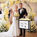 An extra-large white non-woven fabric gift bag featuring "Mr & Mrs" letter print and integrated handles.