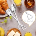 Two silver stainless steel spoons, one engraved 'His' and the other 'Hers', side by side on a clean background.