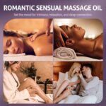 RIHAKO Lavender Sensual Massage Oil bottle, with a soothing purple label, designed for couples' relaxation and intimacy.
