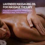 RIHAKO Lavender Sensual Massage Oil bottle, with a soothing purple label, designed for couples' relaxation and intimacy.
