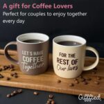 Two brown and cream Triple Gifffted ceramic mugs in a vintage-style gift box, ideal for couples.