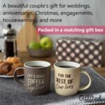 Two brown and cream Triple Gifffted ceramic mugs in a vintage-style gift box, ideal for couples.