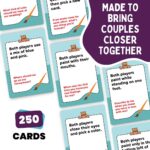 The Couples Painting Game box and components, including red cards, small easel, paint brushes, and timer.