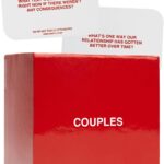 WE'RE NOT REALLY STRANGERS Couples Edition card game box with scattered conversation cards